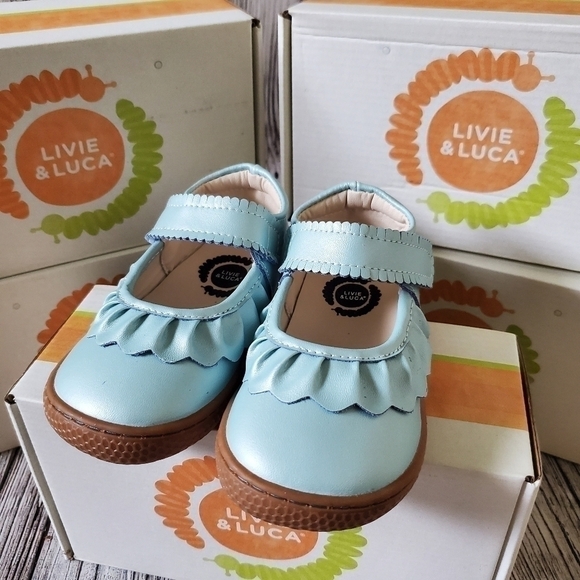 Livie and Luca Ruche Shoes Blue Shimmer New Without Box - Picture 9 of 9